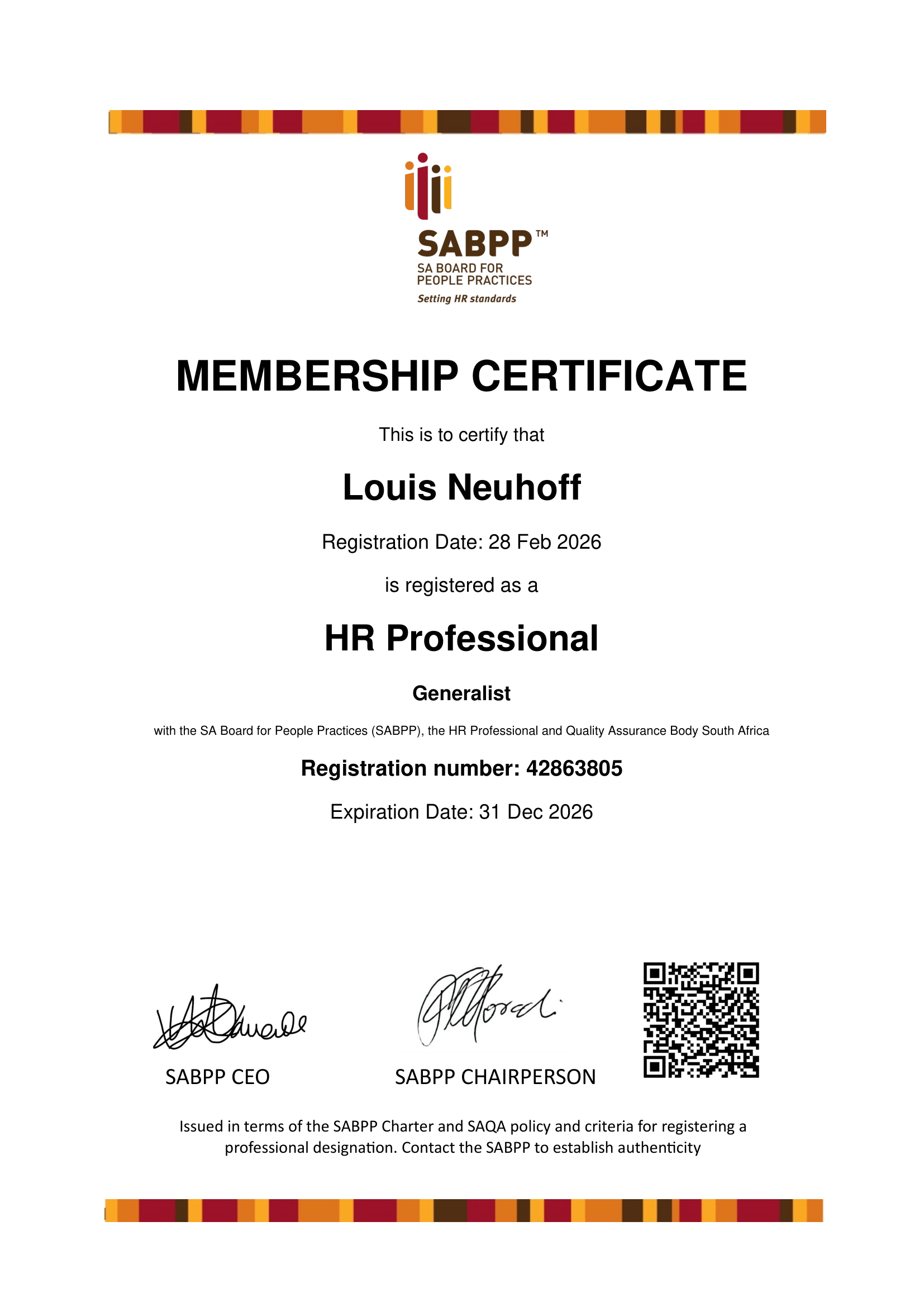 Cerificate SABPP HR Proffesional LM Neuhoff-1